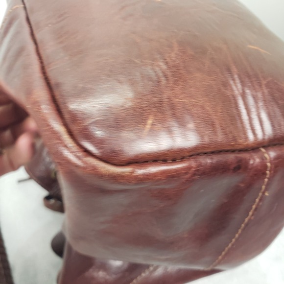 Sorpresa Leather Bucket Bag Drawstring Tassel Shoulder Bag Tote Brown Fringe - Picture 6 of 16